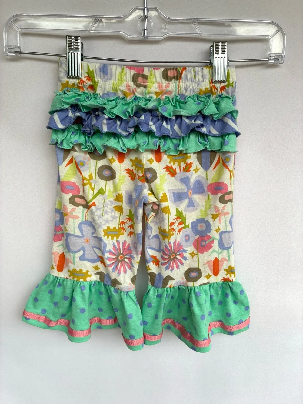 Matilda Jane Floral Ruffle Pajama Pants 12-18 Months Polka Dot Trim
